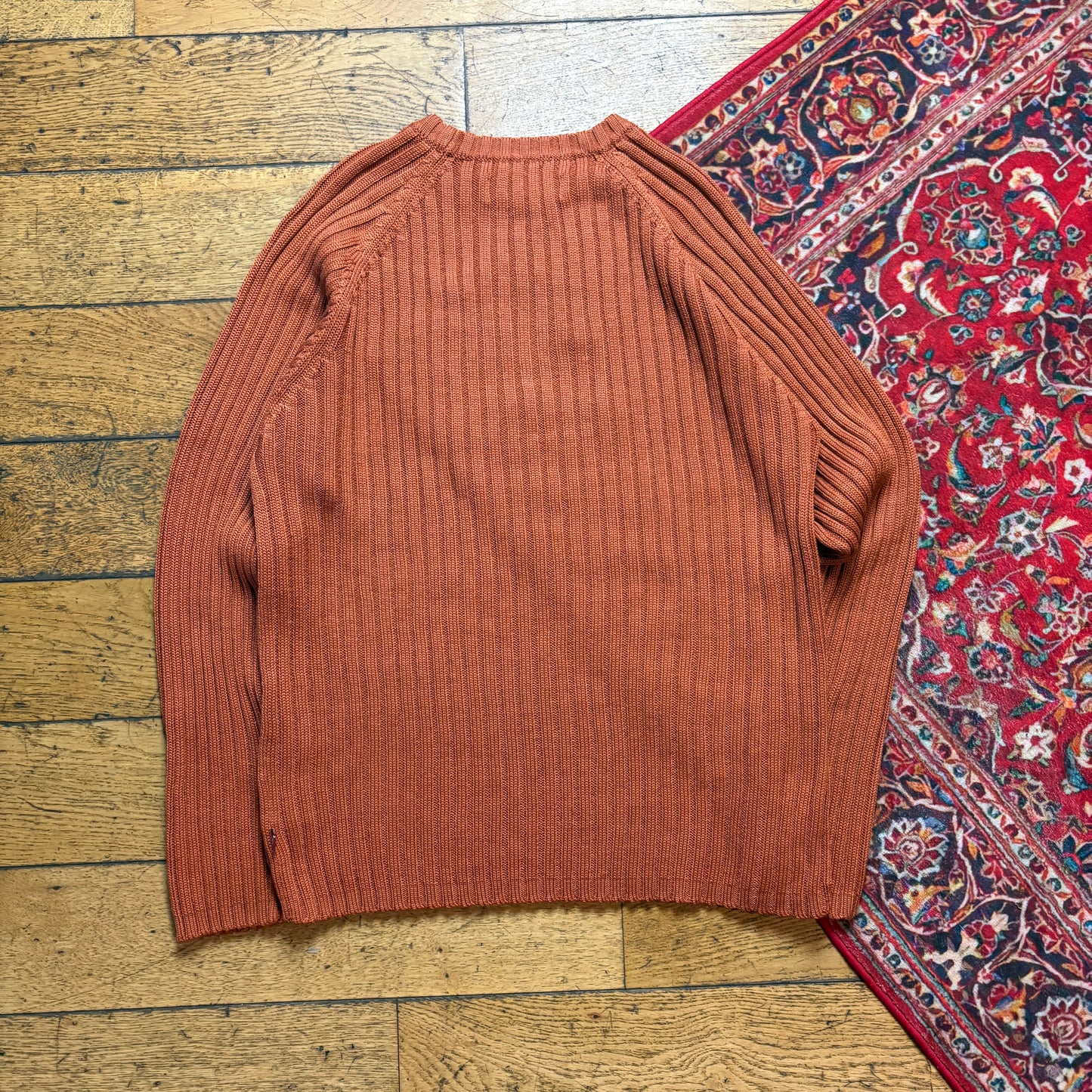 Vintage Burnt Orange Chunky Knit Jumper - M