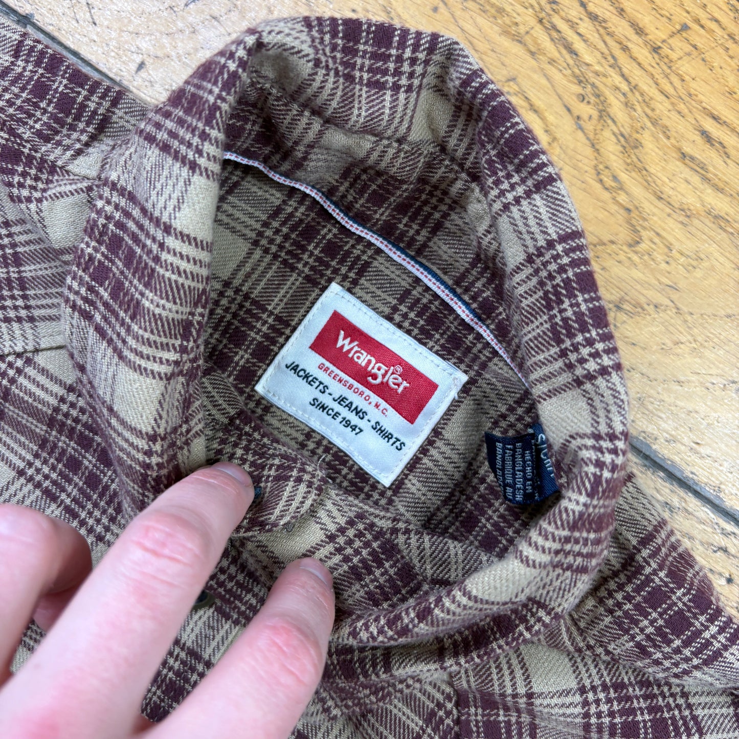 Vintage Wrangler Burgundy Check Shirt - S