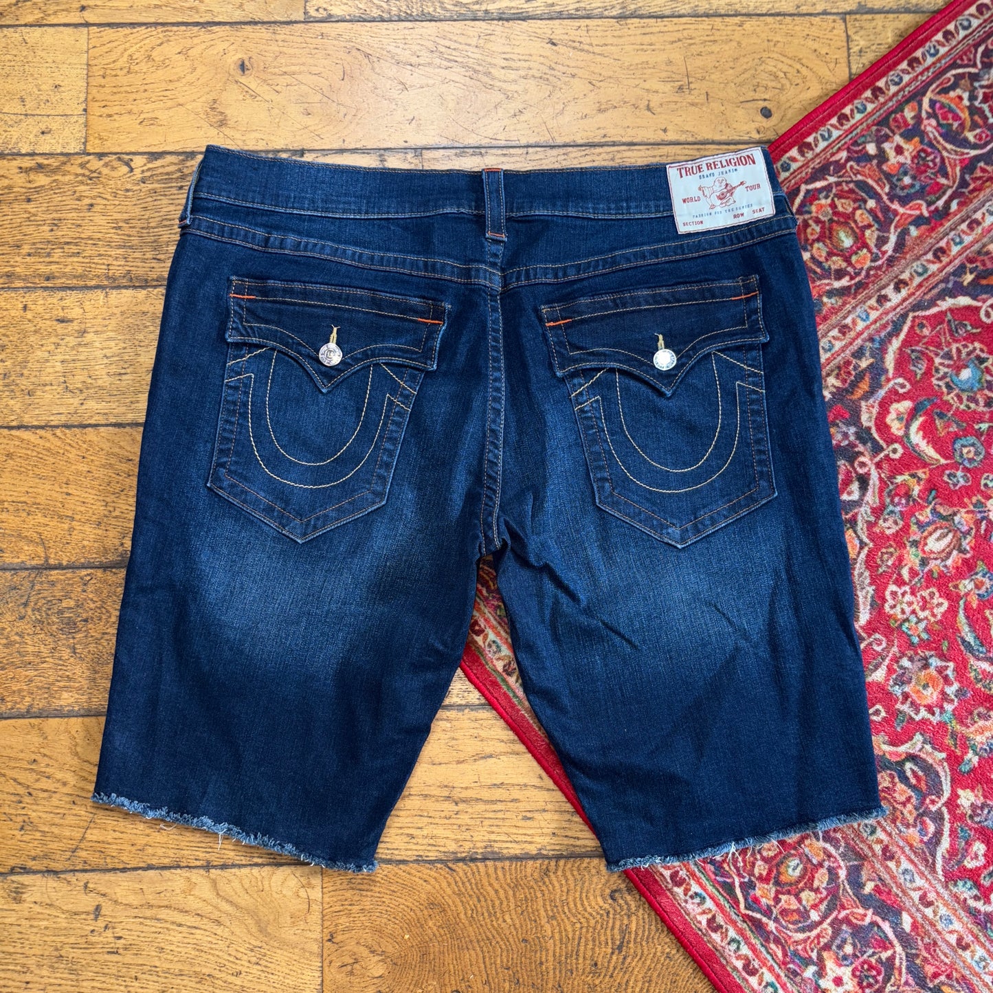 Vintage True Religion Blue Embroidered Y2K Shorts Jorts - 40