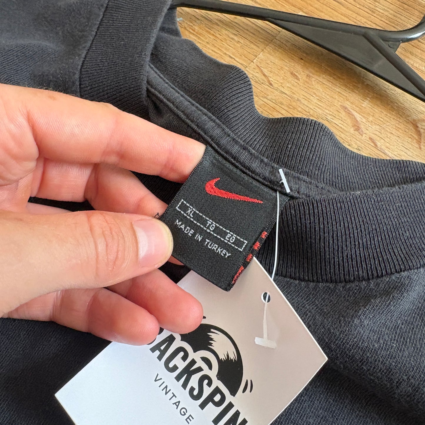Vintage 90s Nike Swoosh Embroidered Black T-Shirt - XL