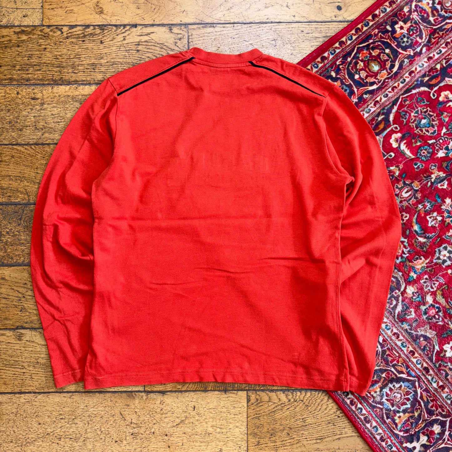 Vintage Harley Davidson Orange Embroidered Long Sleeve Graphic T-Shirt - S