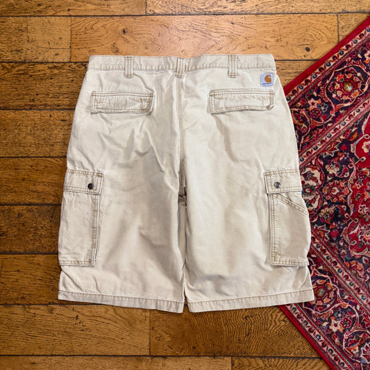 Vintage Carhartt Cream Workwear Baggy Carpenter Shorts - 38