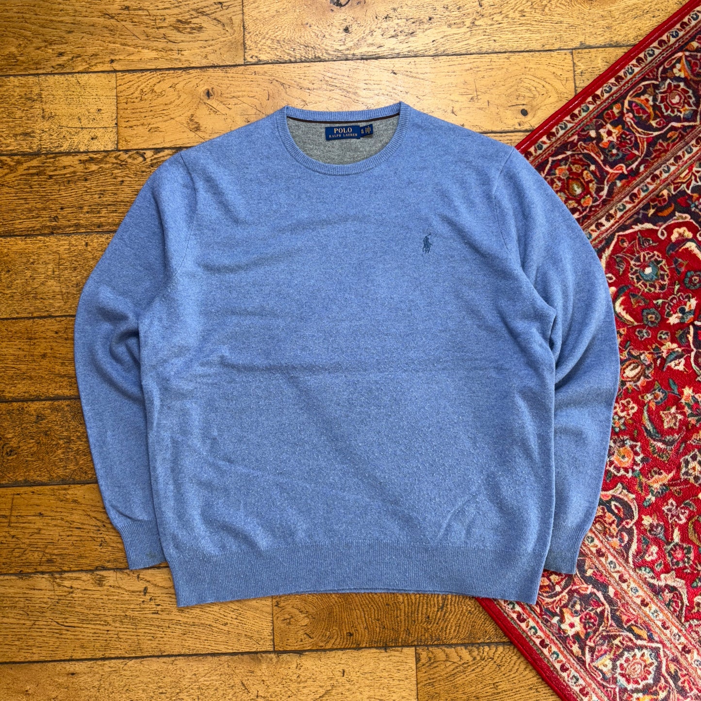 Vintage Ralph Lauren Blue Wool Knit Jumper - XL