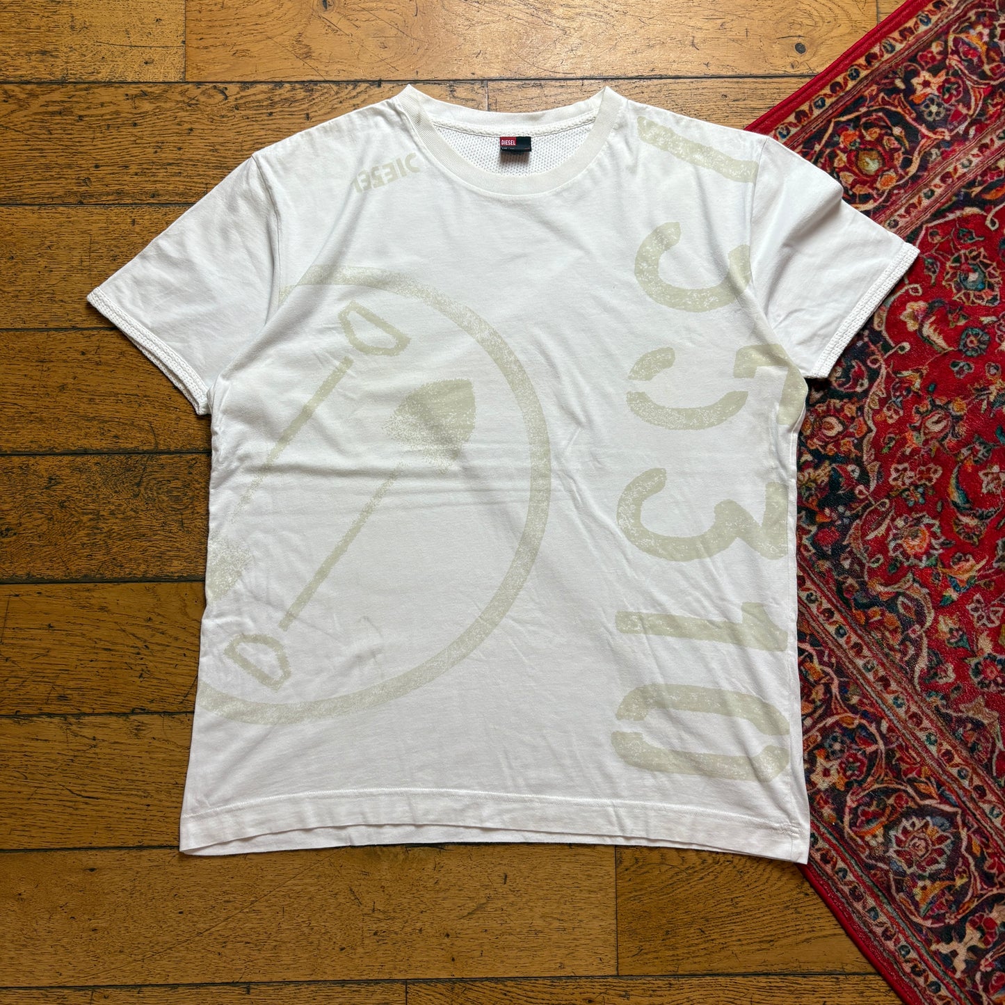 Vintage Diesel White Cream Graphic T-Shirt - L