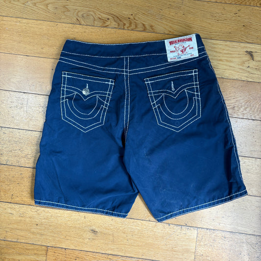 Vintage True Religion Surf Embroidered Y2K Navy Shorts Jorts - 38