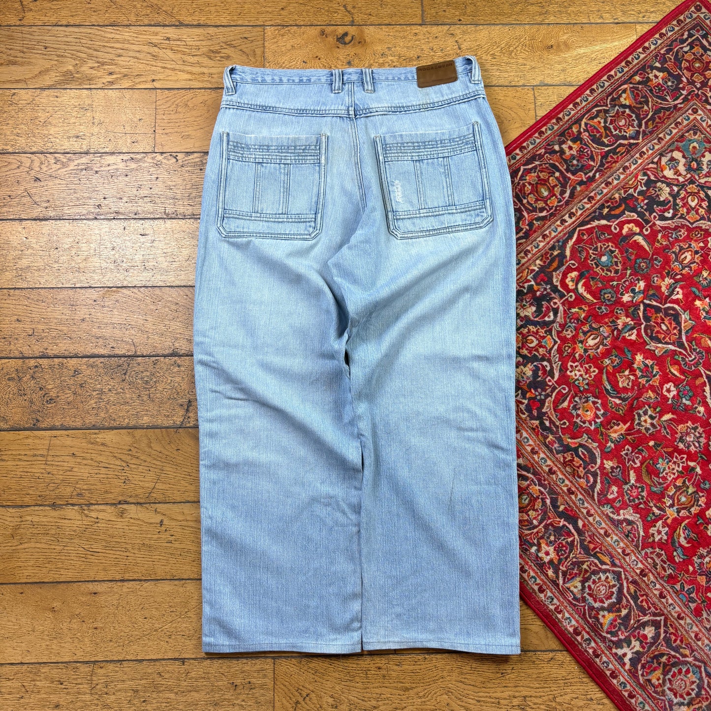 Vintage Rocawear Blue Embroidered Y2K Hip Hop Baggy Jeans - 36