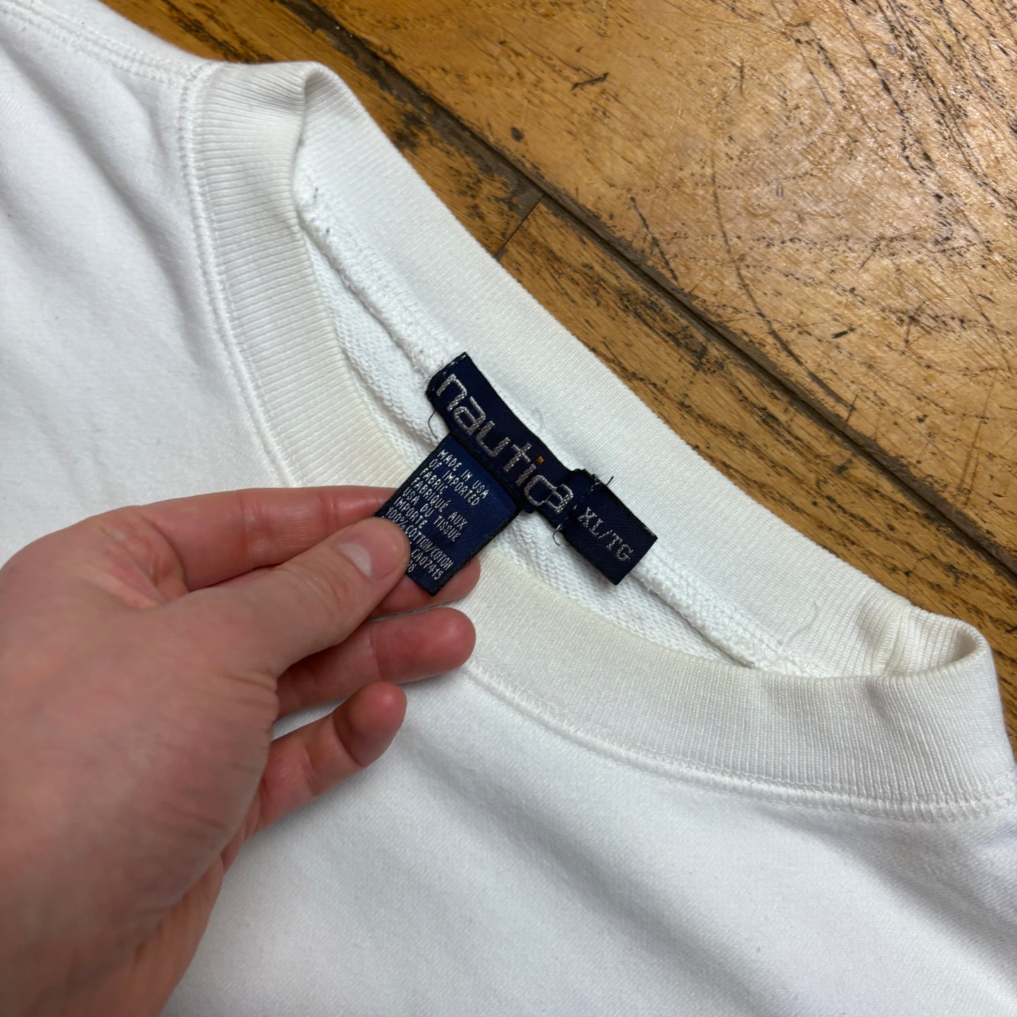 Vintage 90s Nautica White Embroidered Sweatshirt - XL