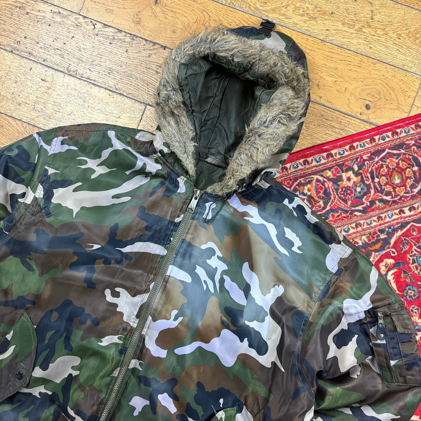 Vintage Green Camo MA-1 Bomber Jacket - XXL