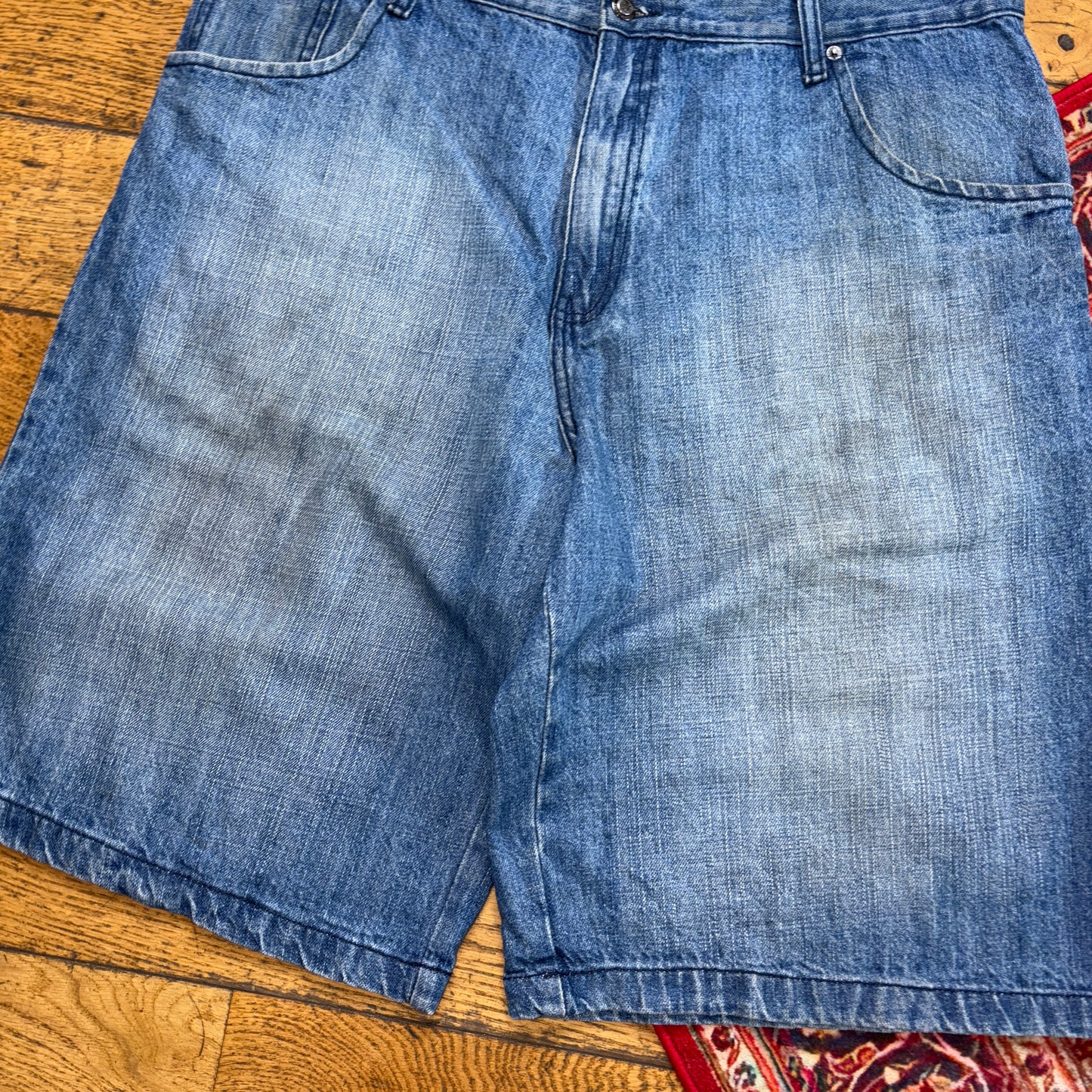 Vintage Joker Embroidered Blue Hip Hop Baggy Shorts Jorts - 38