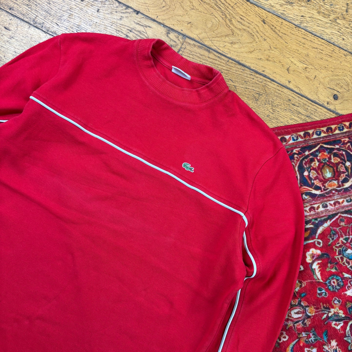 Vintage Lacoste Red Embroidered Sweatshirt - M