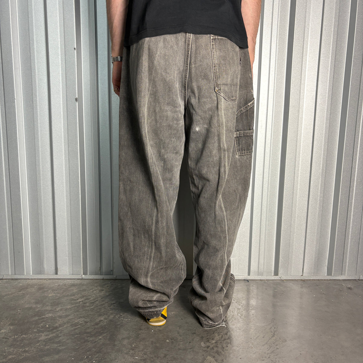 Willies ESCO Grey Embroidered Japanese Denim Hip Hop Y2K Baggy Jeans - 38L