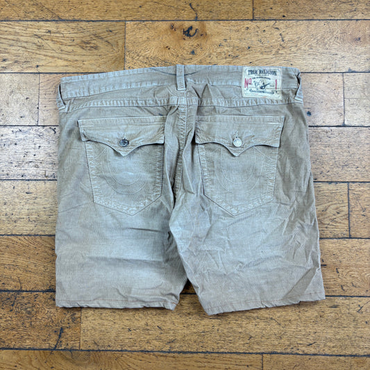 Vintage True Religion Brown Corduroy Embroidered Y2K Shorts Jorts - 42