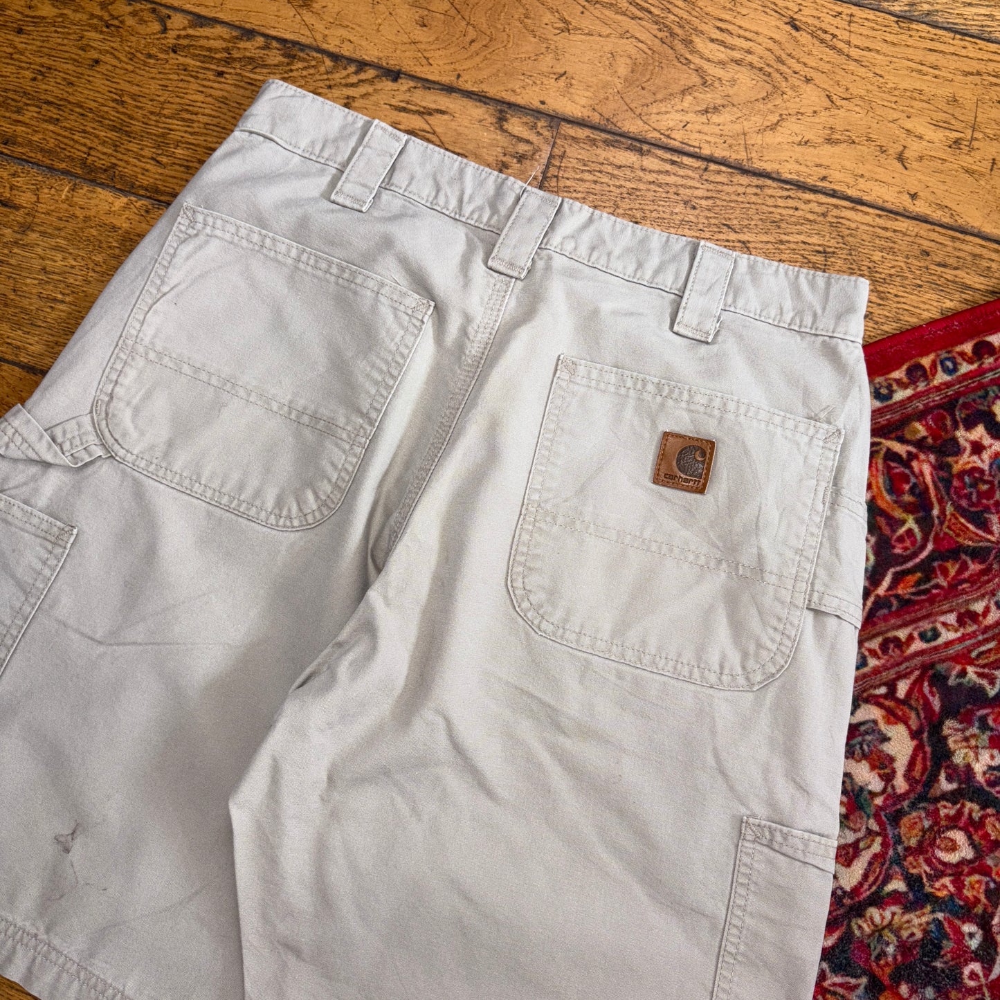 Vintage Carhartt Cream Workwear Baggy Carpenter Shorts - 32