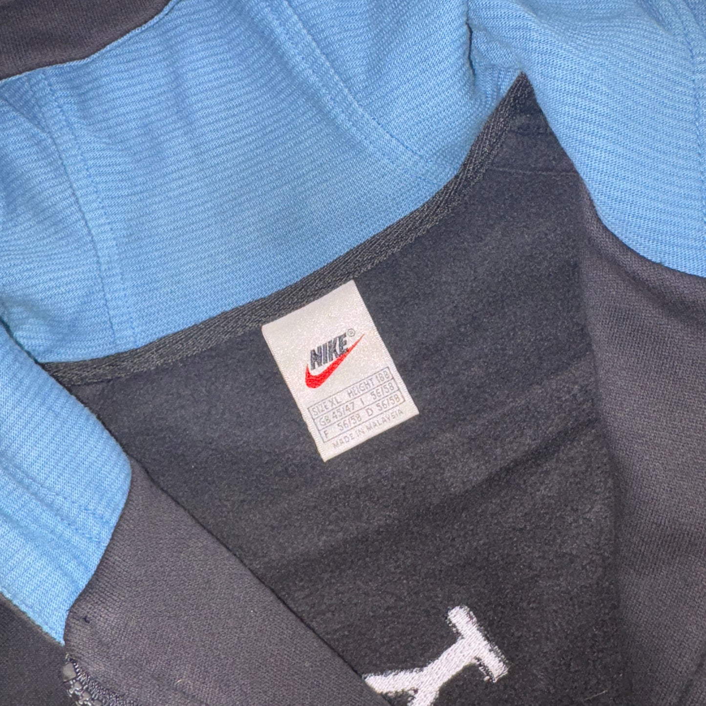 Vintage 90s Nike Black Hoodie Embroidered Zip Sweatshirt - 3XL