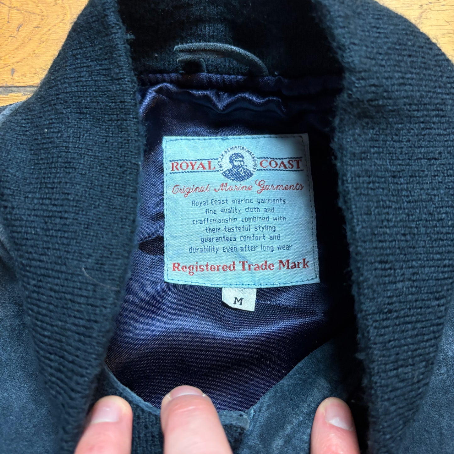 Vintage Royal Coast Marine Navy Suede Leather Bomber Jacket -  M