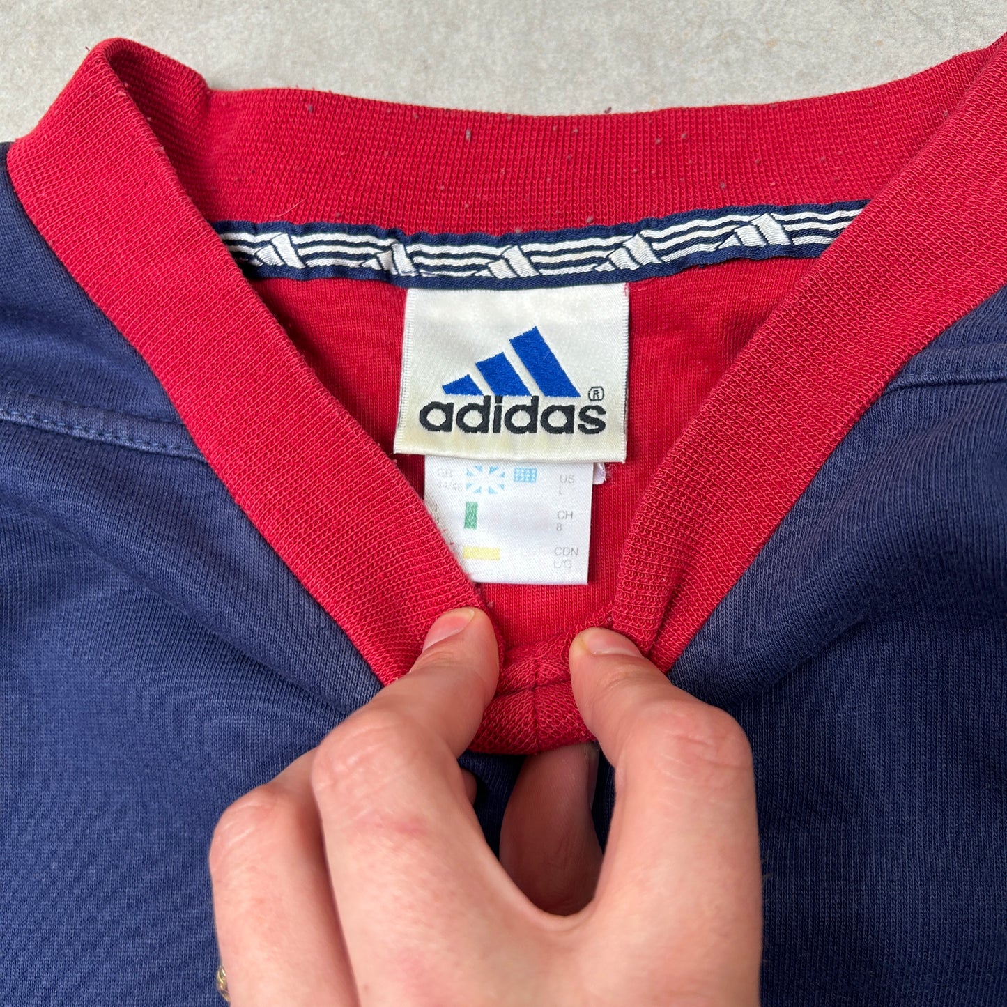 Vintage 90s Adidas Blue Red Embroidered Sweatshirt - XL