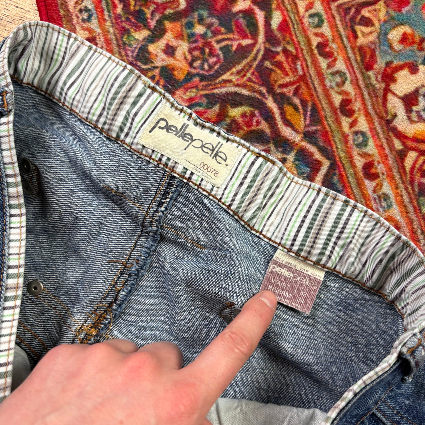 Vintage Pelle Pelle Blue Embroidered Y2K Hip Hop Baggy Jeans - 34