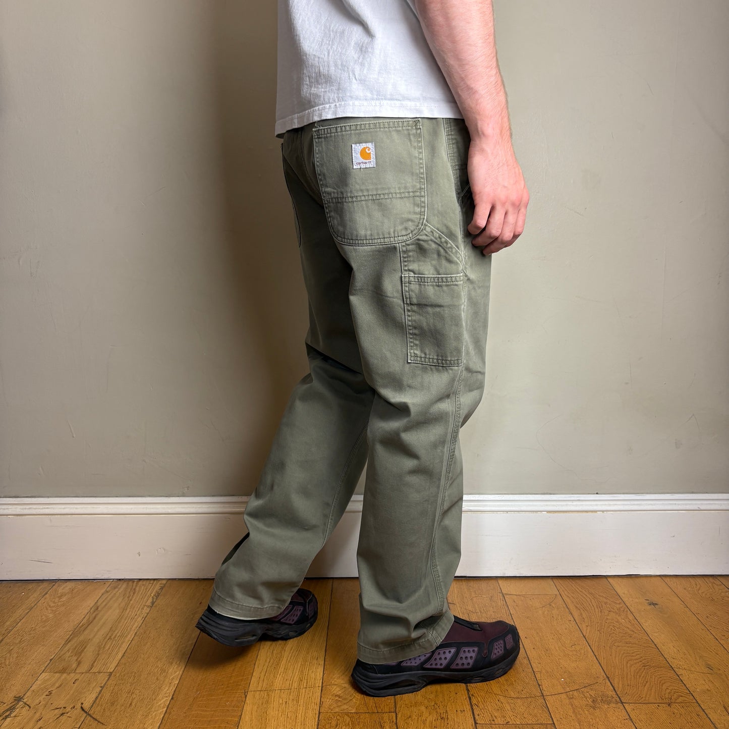 Vintage Carhartt Green Workwear Carpenter Baggy Trousers - 38S