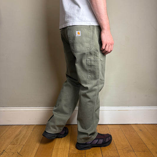 Vintage Carhartt Green Workwear Carpenter Baggy Trousers - 38S