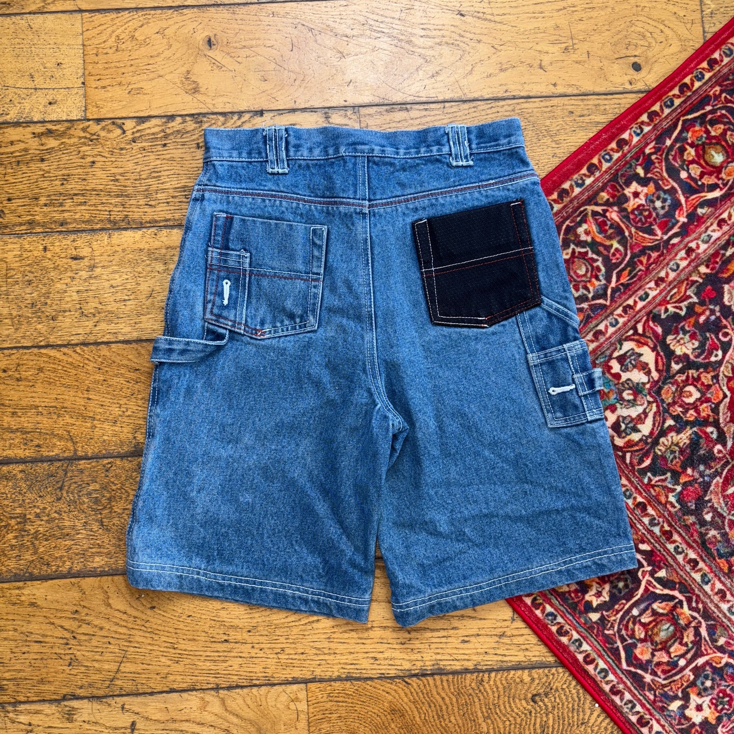 Vintage NY55 Embroidered Hip Hop Baggy Blue Shorts Jorts - 28