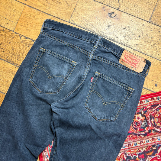 Vintage Levis 501 Straight Navy Grey Denim Jeans - 36S
