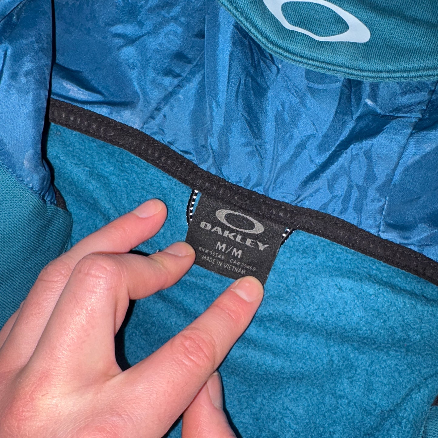 Vintage Oakley Blue Navy Zip Hoodie Sweatshirt - M