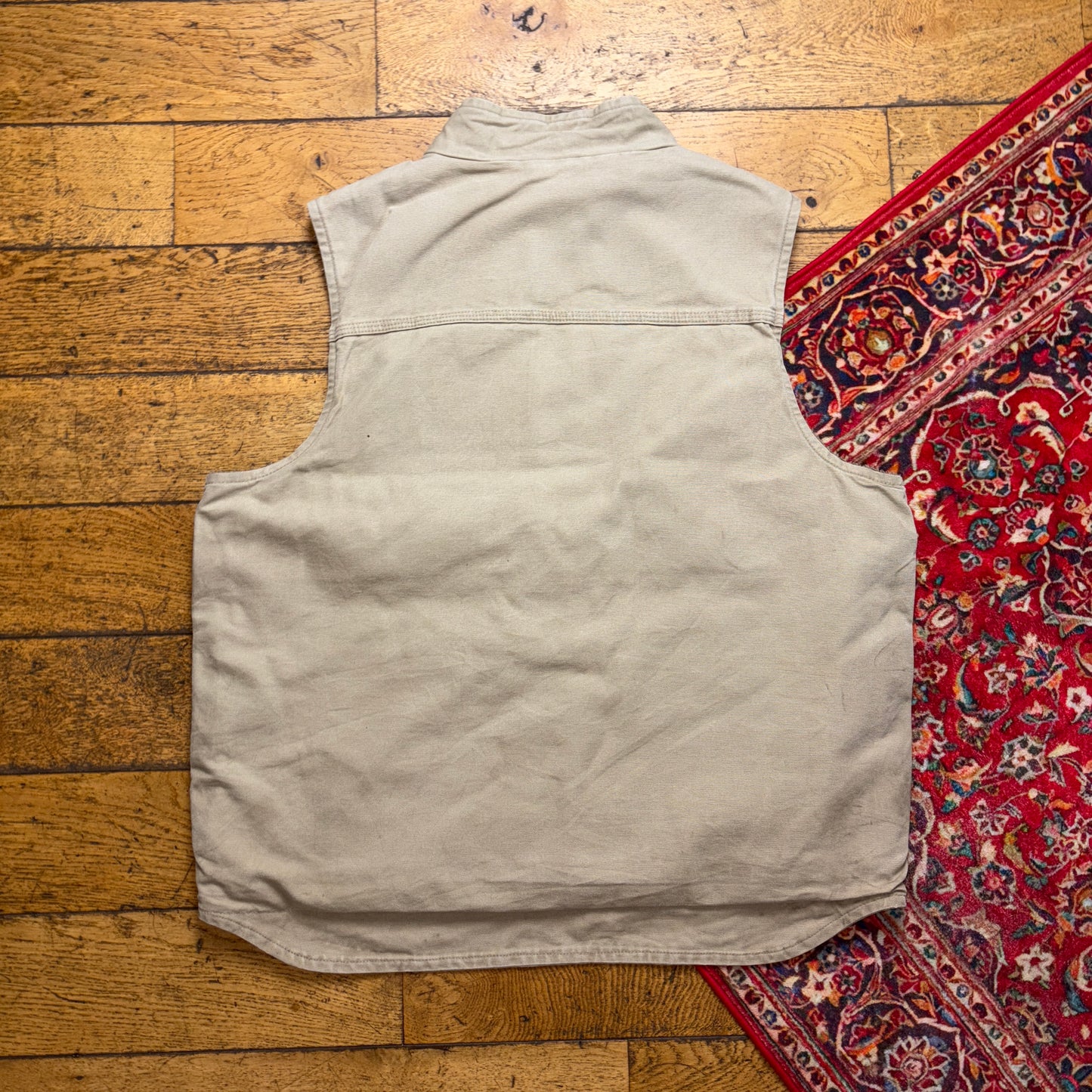 Vintage Carhartt Cream Gilet Vest Sherpa Lined Workwear Jacket - XL
