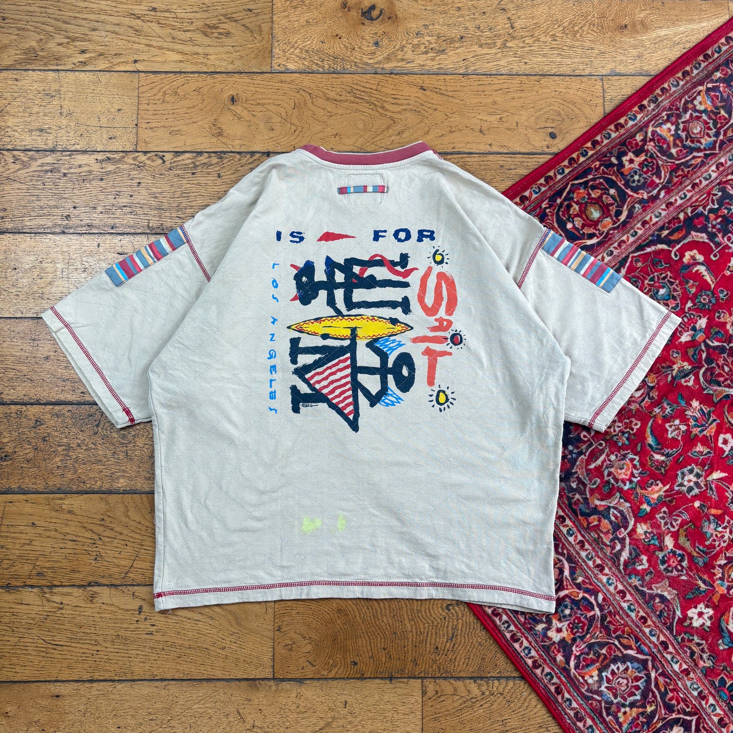Vintage 90s Surfwear Boxy Cream Graphic T-Shirt - L