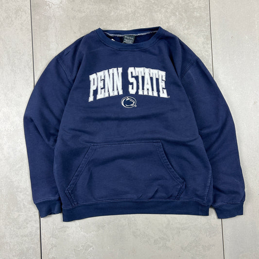 Vintage Penn State Embroidered Navy Sweatshirt - M