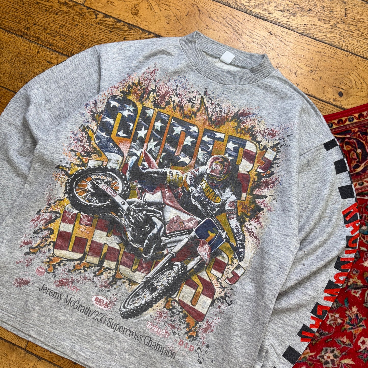 Vintage 90s Supercross Motorbike Grey Graphic Sweatshirt - XL