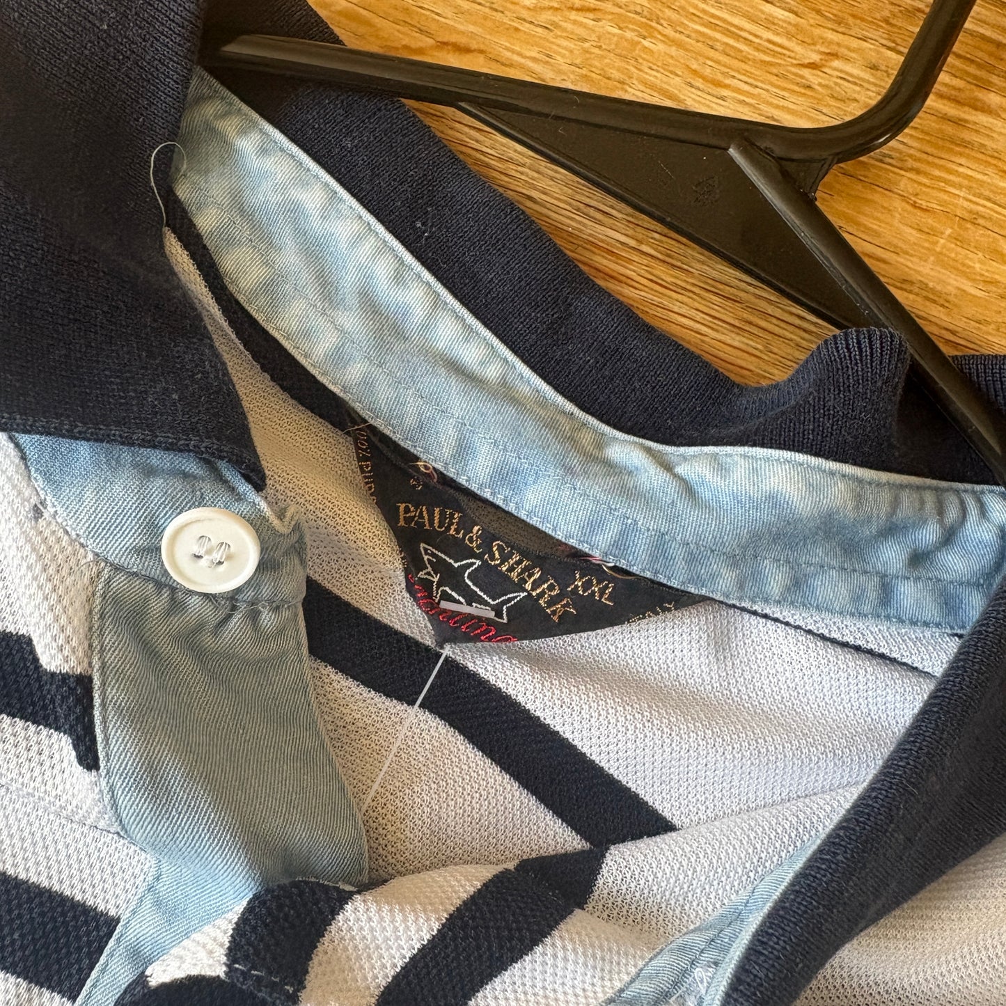 Vintage Paul and Shark White Navy Embroidered Stripe Sailing Polo Shirt - 2XL