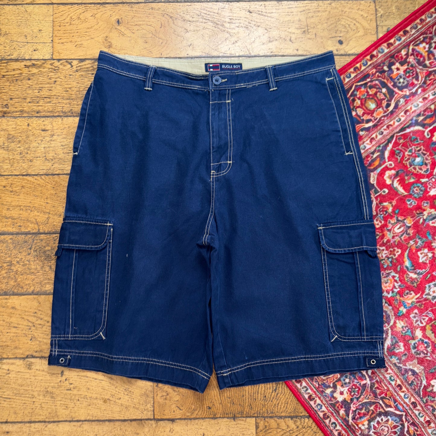 Vintage Bugle Boy Blue Cargo Y2K Hip Hop Baggy Jeans Shorts Jorts - 40