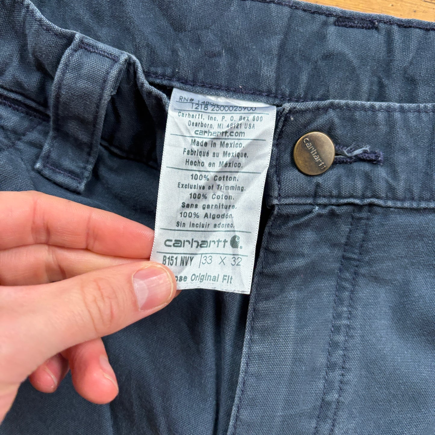 Vintage Carhartt Navy Workwear Carpenter Baggy Trousers - 32