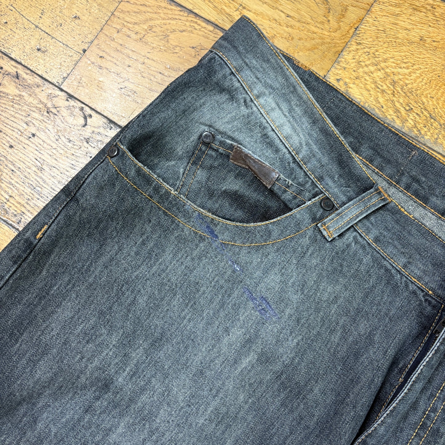 Vintage Mecca Grey Embroidered Y2K Hip Hop Baggy Jeans - 44