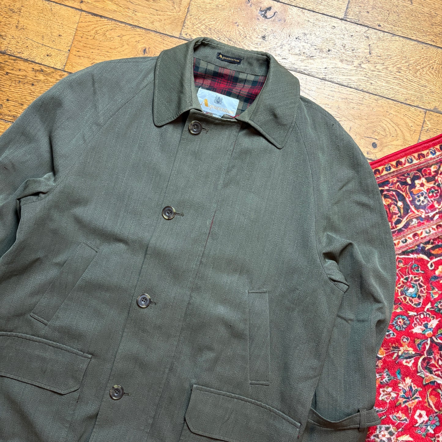 Vintage Aquascutum Green Mid Length Trench Jacket - XL