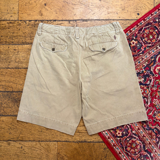Vintage Ralph Lauren Embroidered Cream Chino Baggy Shorts Jorts - 34