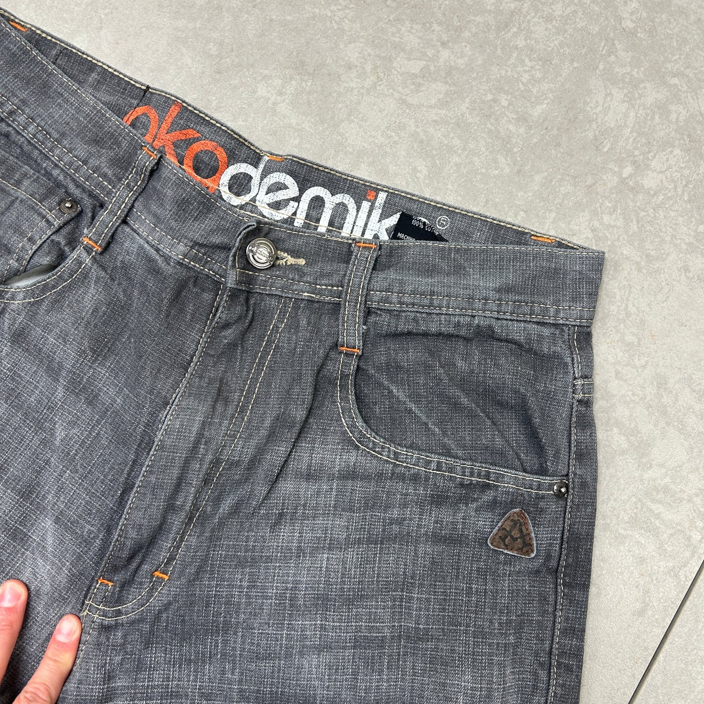 Vintage Akademiks Embroidered Hip Hop Baggy Grey Jeans - 32