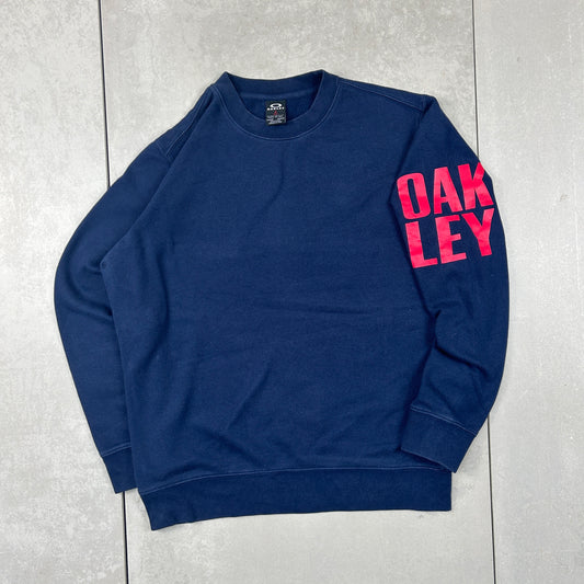 Vintage 00s Oakley Shoulder Spellout Navy Sweatshirt - M