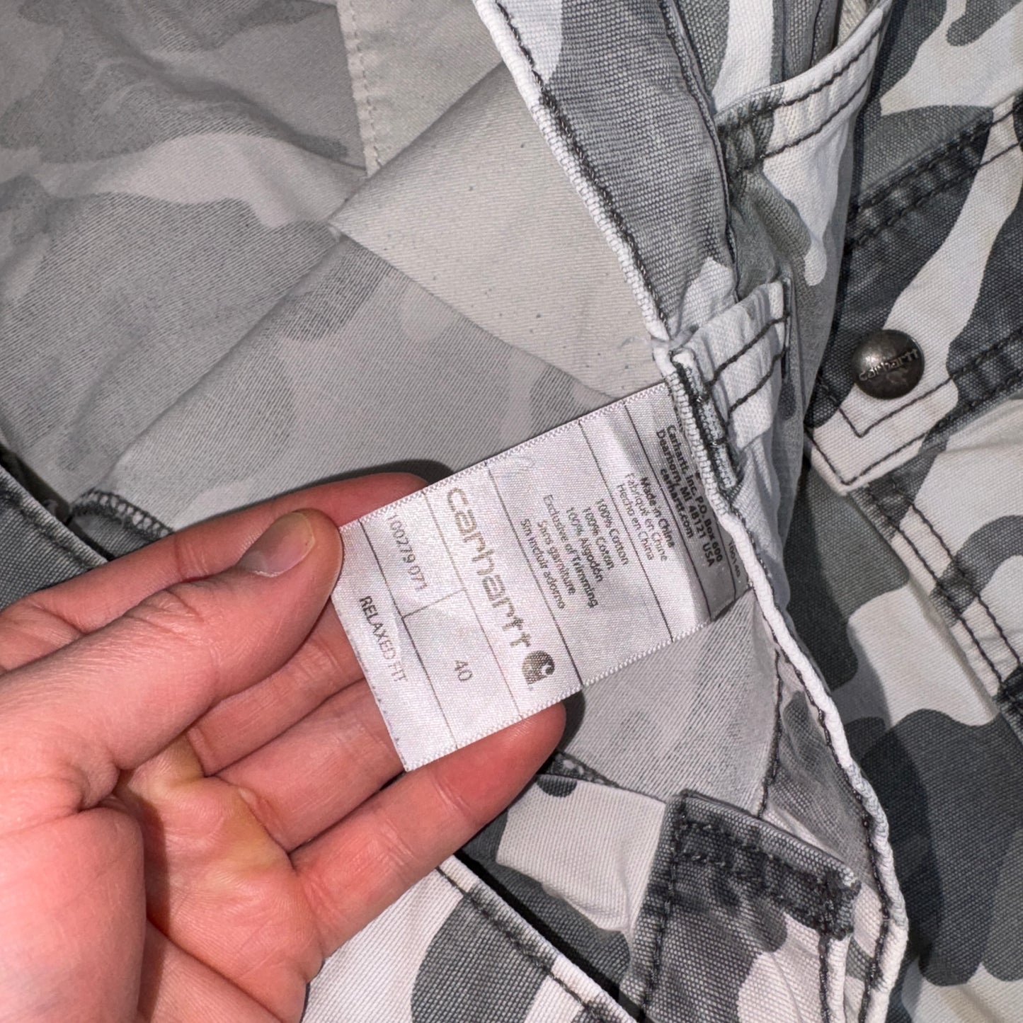 Vintage Carhartt Workwear Camo Baggy Carpenter Grey Shorts - 40