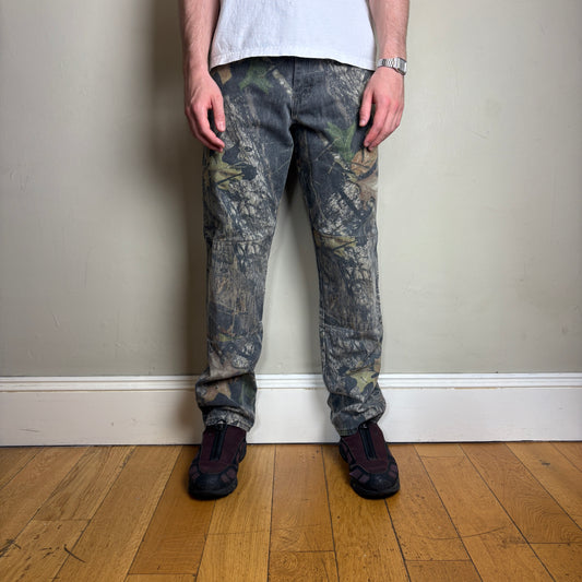 Vintage Real Tree Camo Green Double Knee Hunting Workwear Trousers - 32R
