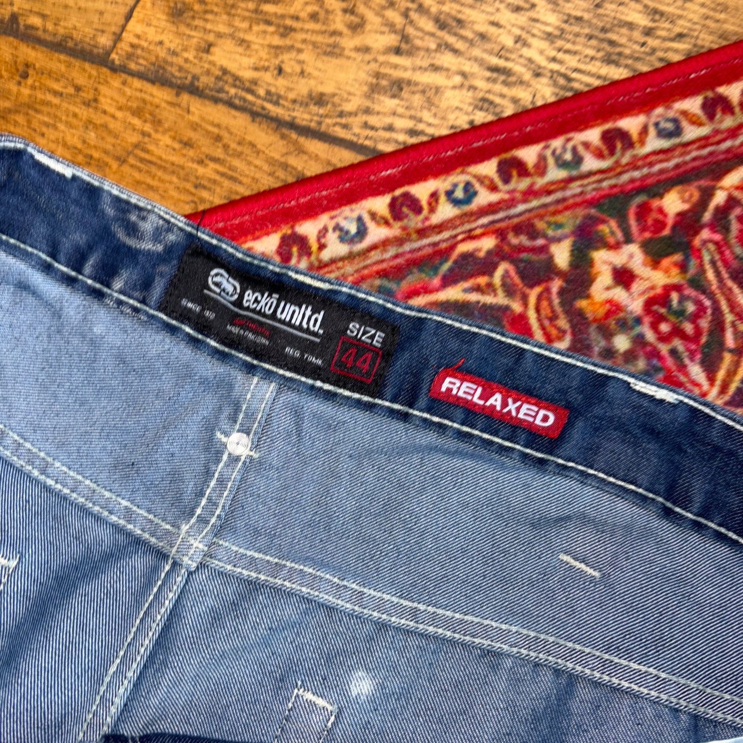 Vintage Ecko Unltd Blue Embroidered Y2K Hip Hop Baggy Jeans Shorts Jorts - 46