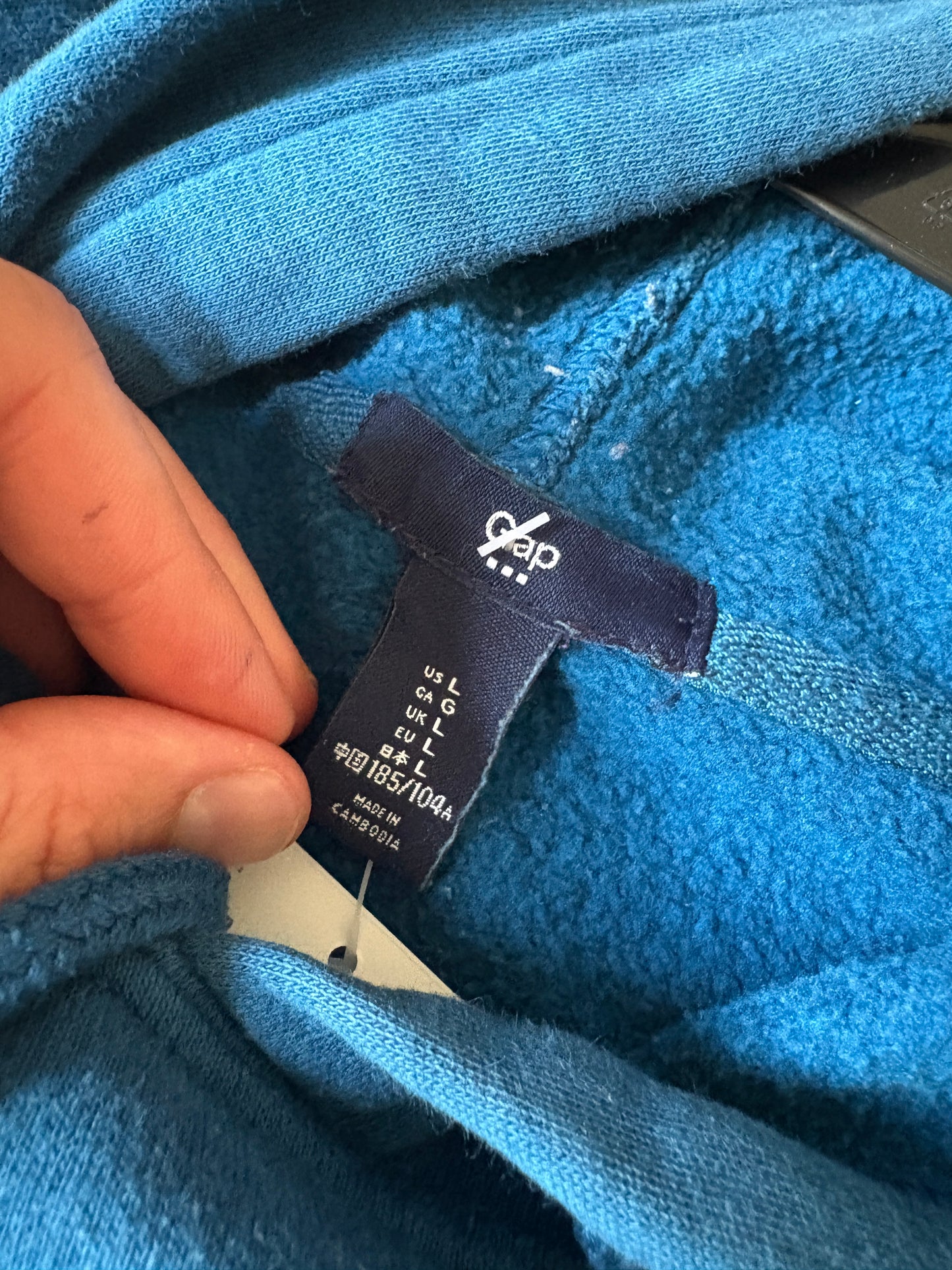 Vintage GAP Blue Embroidered Hoodie Sweatshirt - L