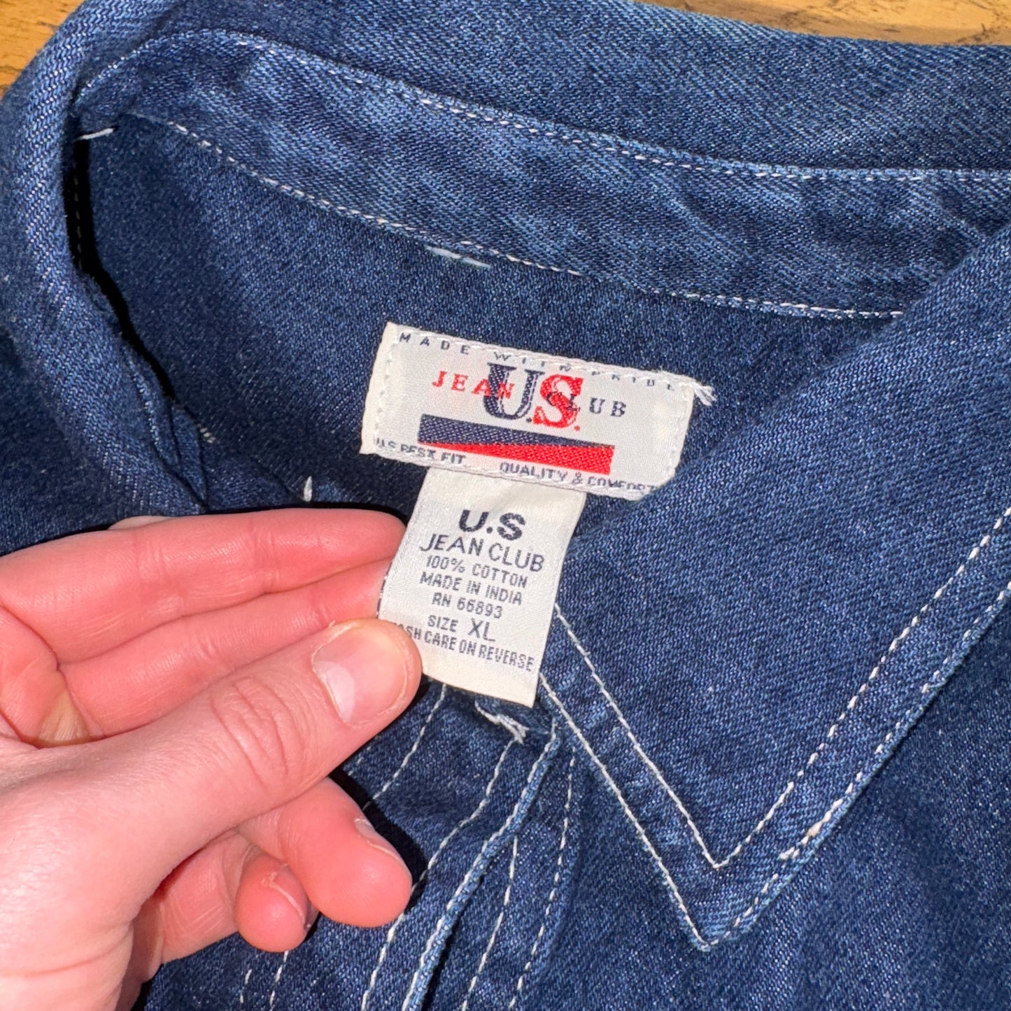 Vintage Blue Boxy Cropped Hip Hop Denim Trucker Jacket - M