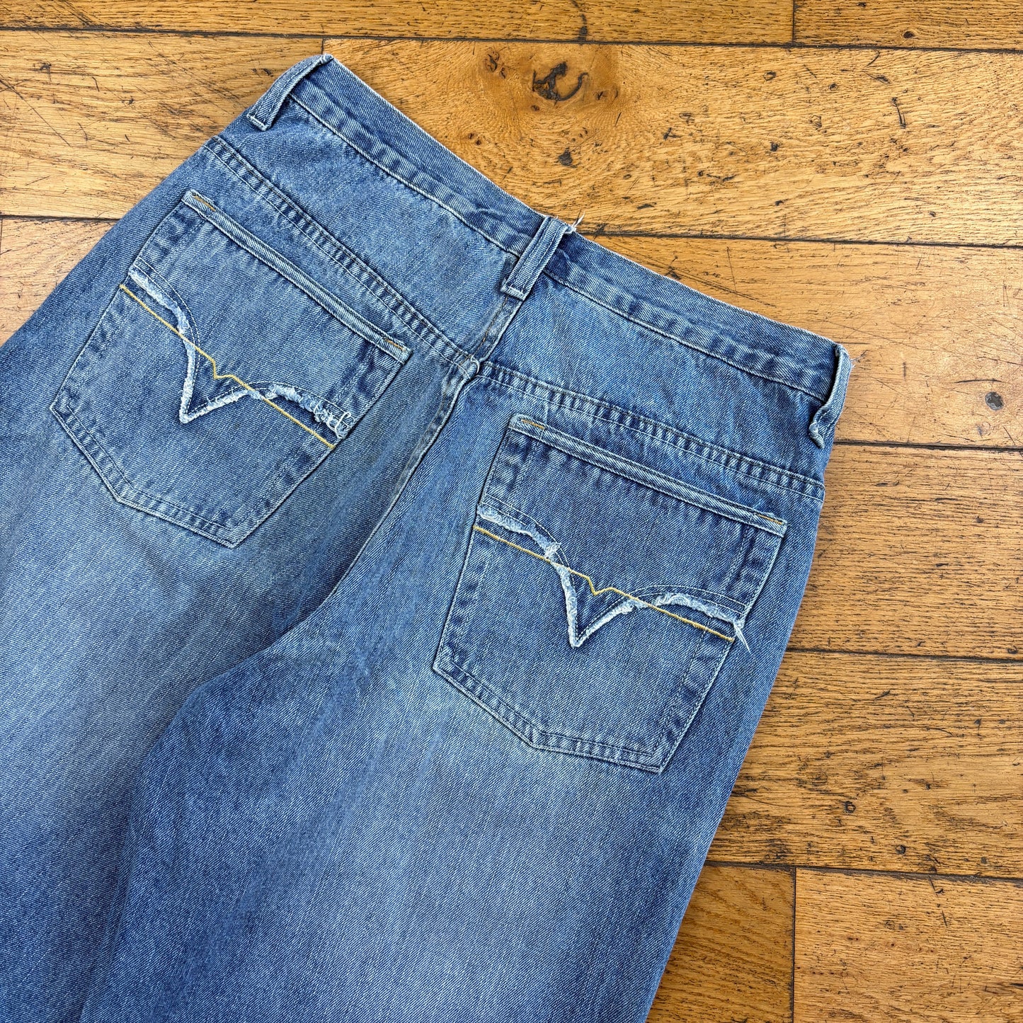 Vintage Route 66 Embroidered Blue Hip Hop Baggy Shorts Jorts - 32