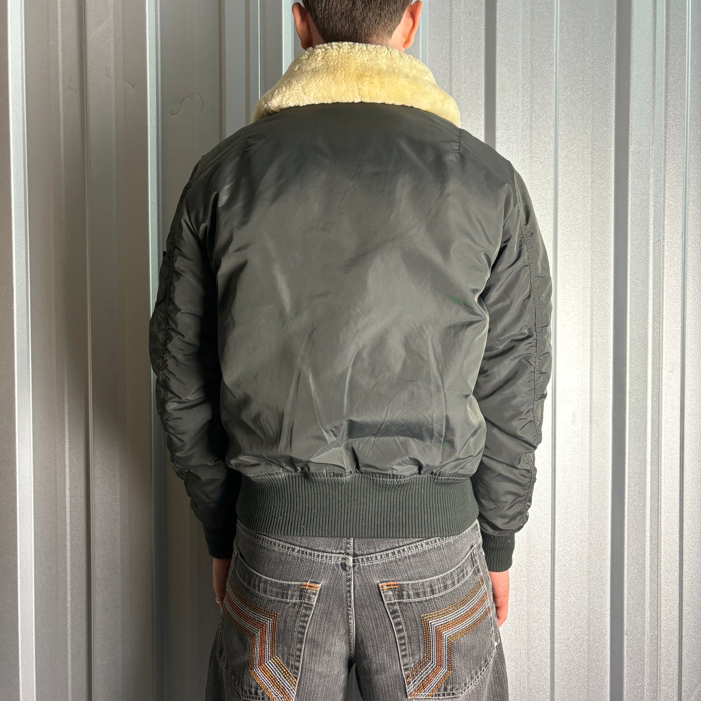 Vintage Alpha Industries Black Flight Aviator Bomber Jacket - M