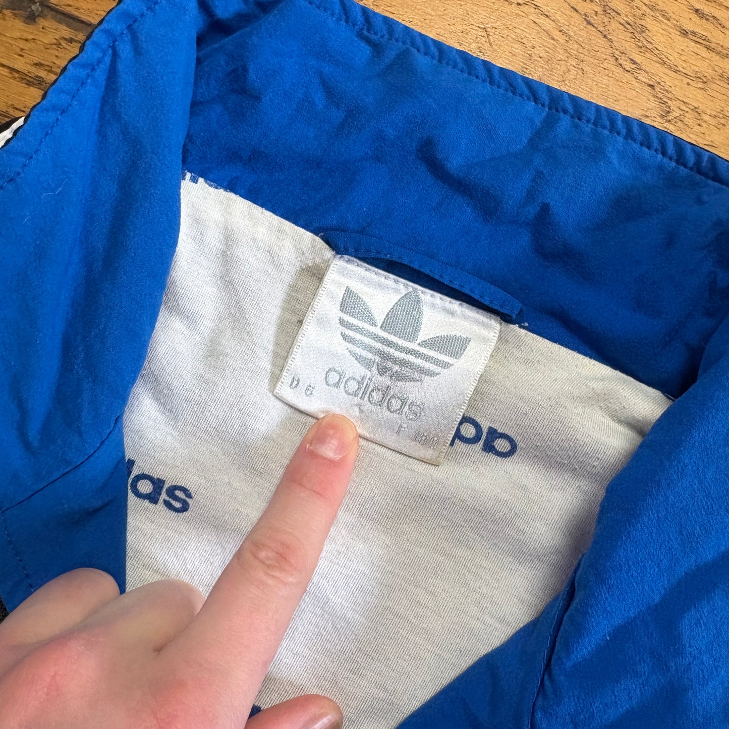 Vintage Adidas Black Blue Tracksuit Track Shell Windbreaker Jacket - L