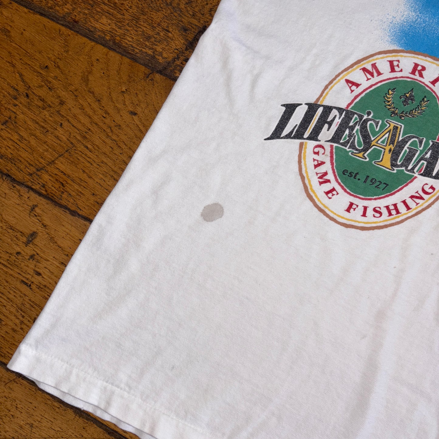 Vintage 90s Fishing White Single Stitch Graphic T-Shirt - M