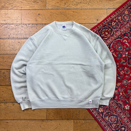 Vintage Russell Athletic Blank Cream Sweatshirt - L