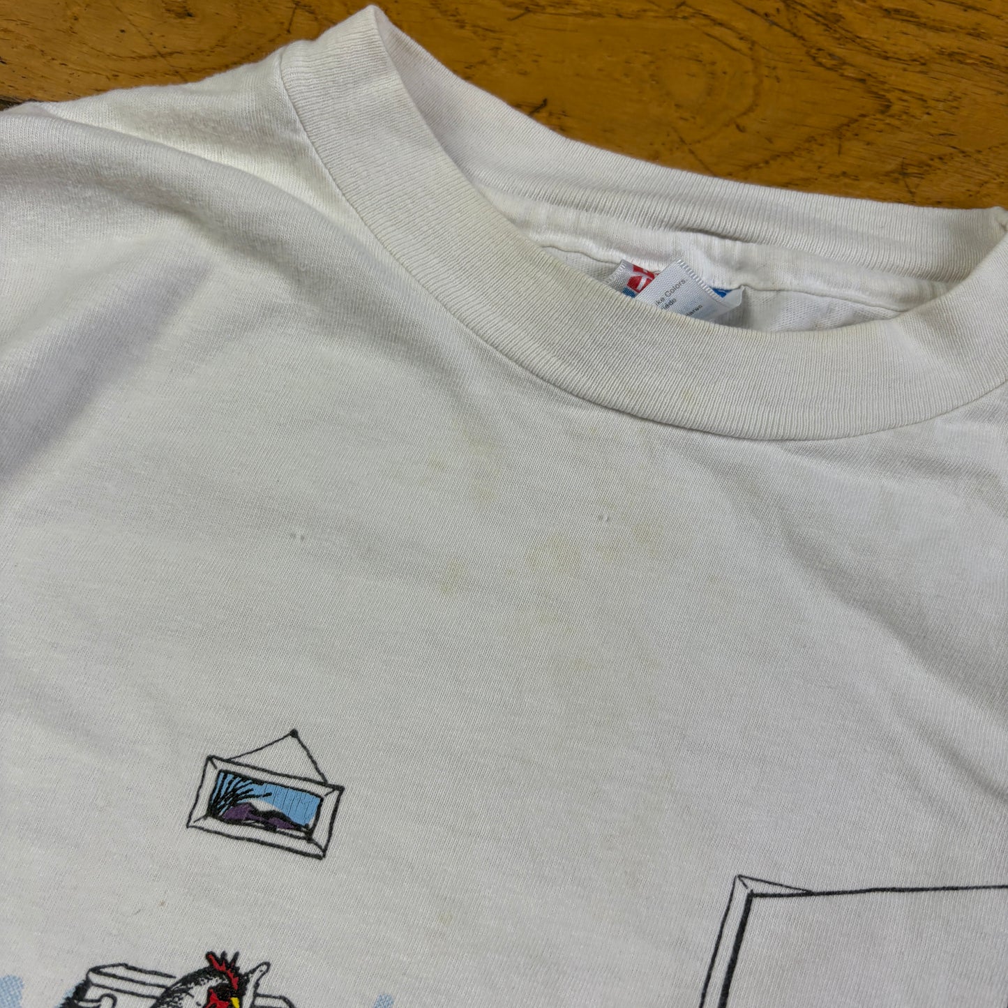 Vintage 90s Funny White Penguin Single Stitch Graphic T-Shirt - 2XL