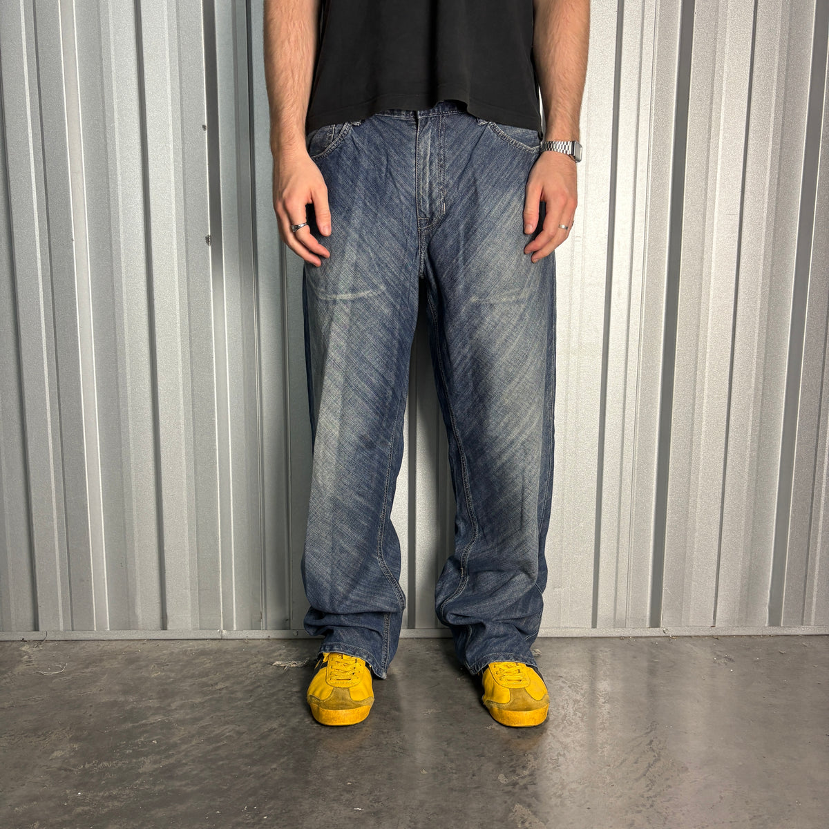 Ecko Unltd Blue Embroidered Japanese Denim Hip Hop Y2K Baggy Jeans - 38L